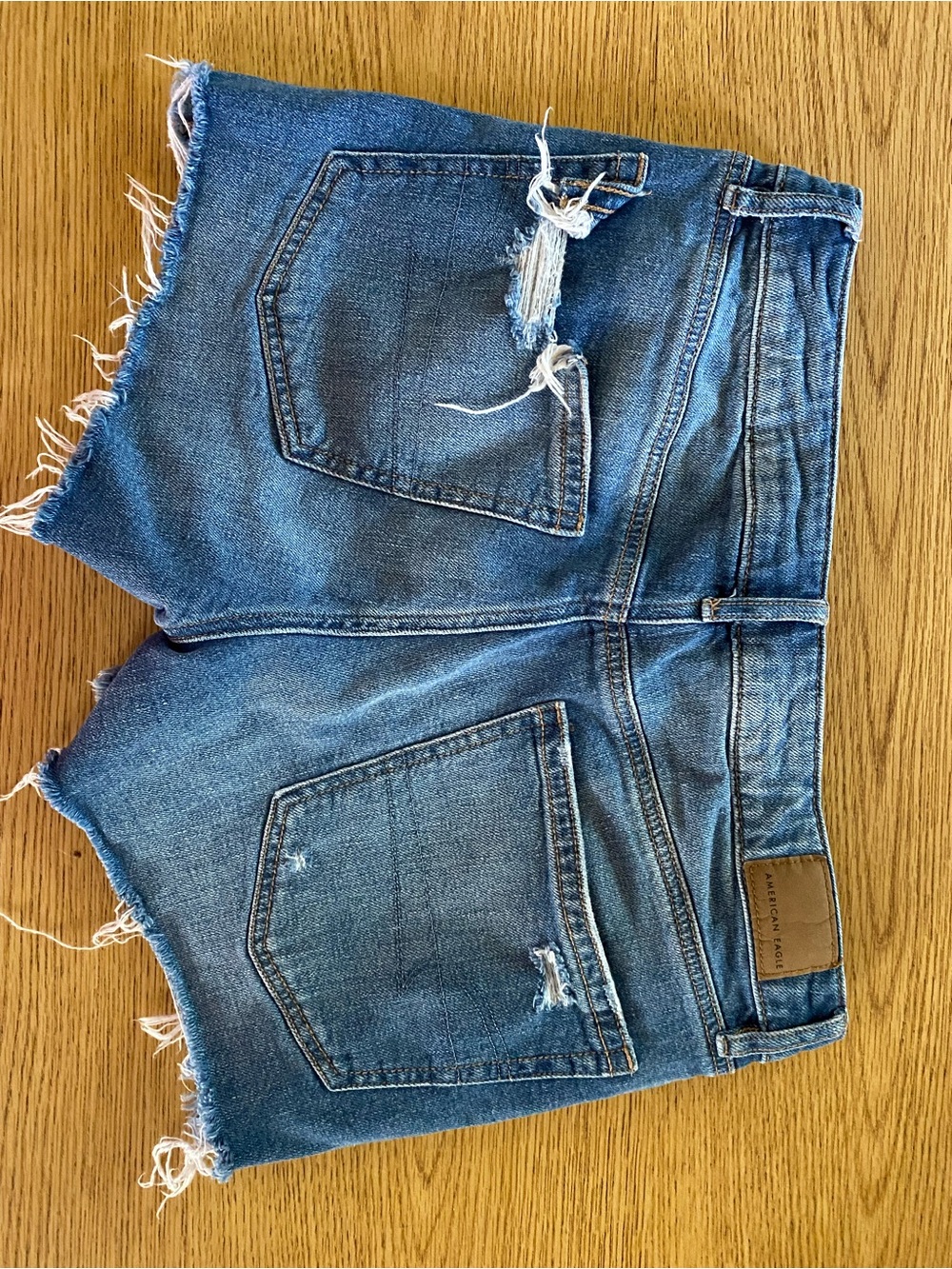 American Eagle Outfitters Blue Frayed Distressed Denim Shorts